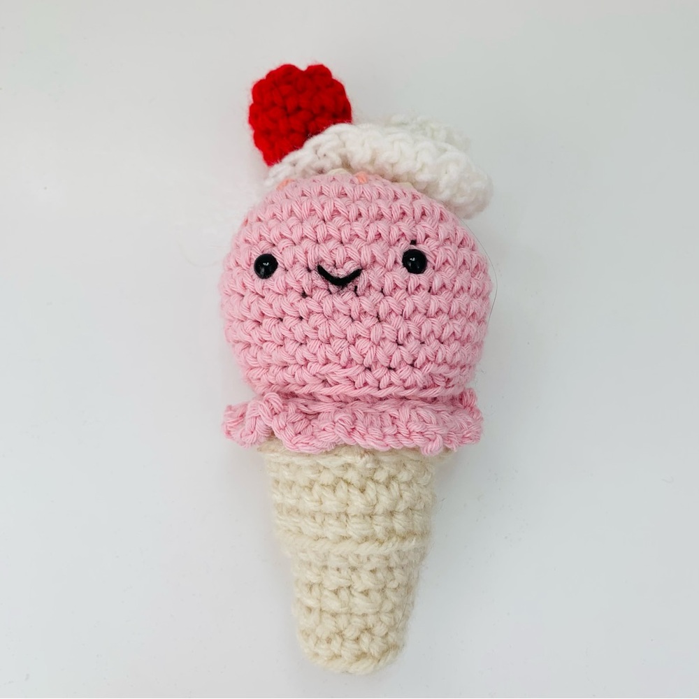 🍦Ice Cream Cone Plush Toy - Pink and Cream - Picture 2 of 6